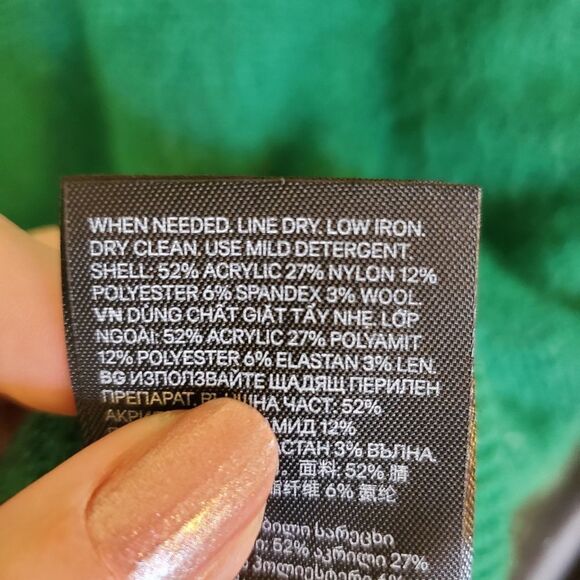 Green Wool Blend Oversized Slouch Sweater - Picture 11 of 16